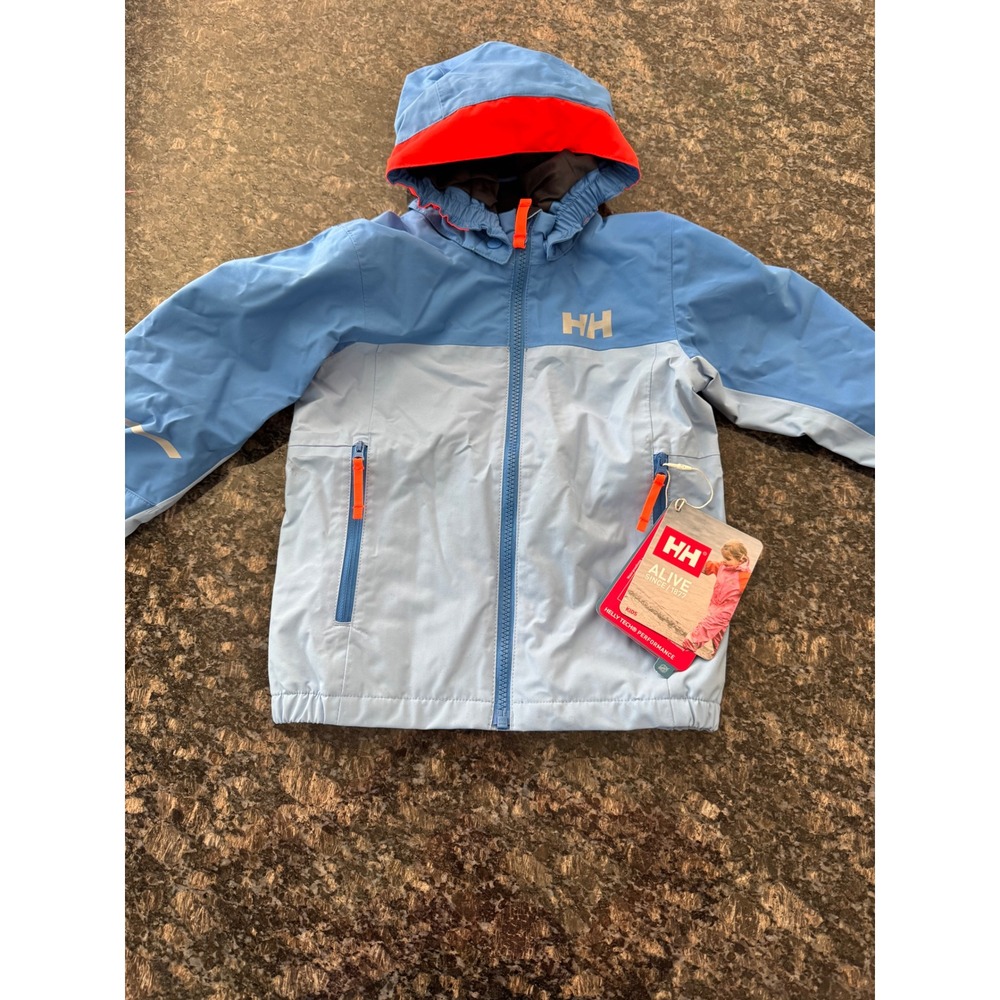 Helly Hansen Kids K Shelter Jacket 2.0 Bright Blue Waterproof Hooded Coat 98/3